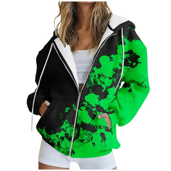 MESSIYO Full Zip Up Hoodie athletic jacket women light jackets for women zip up hoodie women hoodies for women Green L