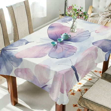 

WOBOGO Purple Butterfly Square Tablecloth 60×90in Polyester Fabric Tablecloth Washable Dust Resistant Wrinkle Resistant