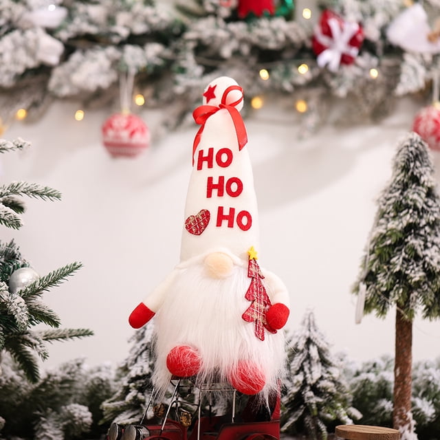 PIX-LINK Adornos de decoración navideña LED de 34cm, letras NOEL HOHOHO, barba blanca, Santa Caus, muñecos de tela, regalos para niños, Feliz Año Nuevo PIX-LINK adornos y suministros navideños