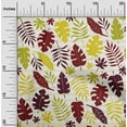 thumbnail image 1 of oneOone Coton Cambre Marron Rayé & Feuilles Bloc Robe Tissu Tissu Imprimé par la Cour 56 Pouces de Large, 1 of 4