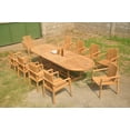 thumbnail image 5 of Grade-A Teak Dining Set: 10 Seater 11 Pc: 118" Mas Oval Trestle Leg Table And 10 Clipper Stacking Arm Chairs Outdoor Patio WholesaleTeak #51CP2711, 5 of 5