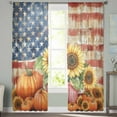 thumbnail image 3 of Thanksgiving Flag Sheer Curtains 84 Inch Length 2 Panels Set, Semi Transparent Voile Rod Pocket Curtains for Living Dining Room Bedroom Drapes Fall Sunflower Pumpkin Stars Stripes, 3 of 8