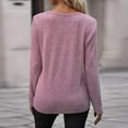 thumbnail image 4 of Womens Button Down Henley Shirts Ribbed Deep V Neck Long Sleeve Tops Casual Knit Blouses Tshirts Pink L, 4 of 8