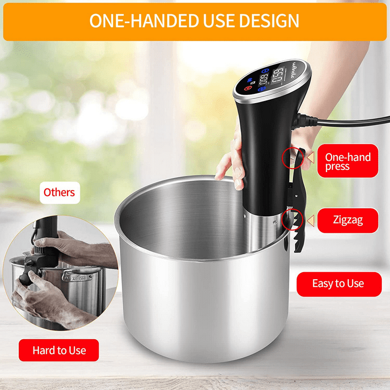 Wancle Sous Vide Cooker Machine 1100W IPX7 Immersion Circulator, Easy to  store, Include 10bags Clips Vacuum Pump Cookbook