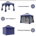 thumbnail image 4 of 10'x10' Patio Gazebo Pergola Style, Hardtop Grade Outdoor Gazebo Gazebo Canopy Semi-Permanent Heavy Duty with Double Roofs, Mosquito Netting, Privacy Screens for Backyard, Navy Blue, 4 of 9