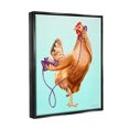 thumbnail image 3 of Stupell Industries Chicken Hen Bird Talking Purple Rotary Phone Graphic Art Jet Black Floating Framed Canvas Print Wall Art, Design by Amelie Legault, 3 of 6