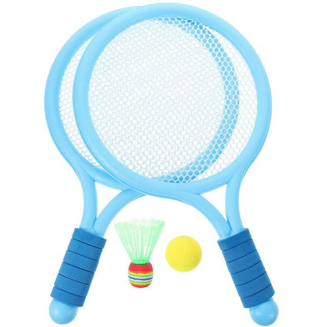 Estbridge 2pcs Tennis Racket Toy Cartoon Style Racquet Funny Outdoor Activities Toy Fitness Equipment Kids Playing (Random Color)