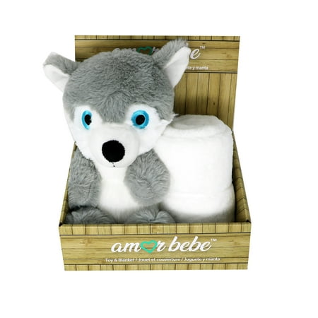 UPC: 0620281095566 | Boys and Girls Plush Gray Wolf With Blanket