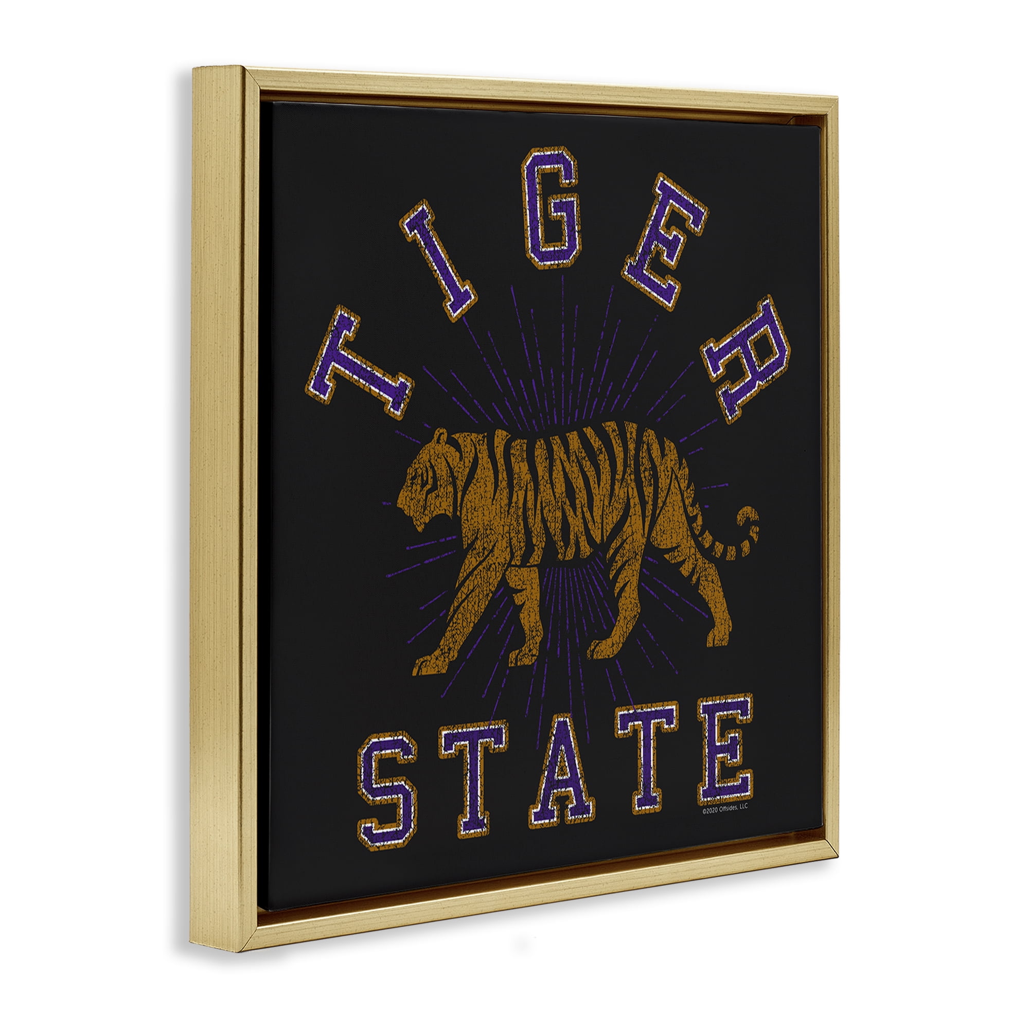 Stupell Industries Vintage Tiger State Novelty & Humor Painting Gold Floater Framed Canvas Art Print Wall Art, 18 x 18