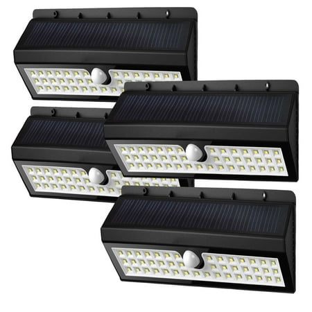 Solar Garden Lights 44 Bright LEDs Outdoor Motion Sensor Lights Waterproof and Wireless for Garden Path, Backyard Lighting, Motion Security Lights, Driveway, Stairs, Fence, Deck - Set of 4