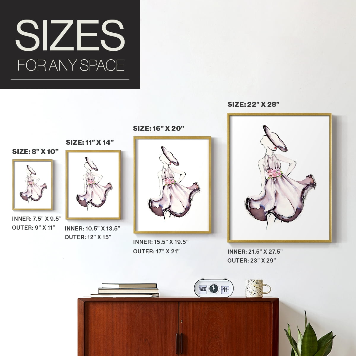 Strike A Pose II in Paper Solid Wood 8 x 10 Framed Print