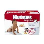huggies snug and dry diapers economy plus, size 3, 222 count