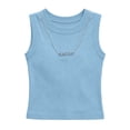 thumbnail image 4 of BLTIBY Girls Tank Tops Round Neck Sleeveless Ribbed Vest Casual Basic Thick Strap Slim Fitted Racerback Shirts Blue 2-3 Years, 4 of 8