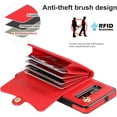 thumbnail image 4 of REQO Phone Case for Samsung Galaxy S10 Plus Wallet Cover with RFID Blocking Credit Card Holder Wrist Crossbody Strap Lanyard Stand Cell Accessories S10+ S10plus 10S Edge S 10 10plus Women Men Red, 4 of 6
