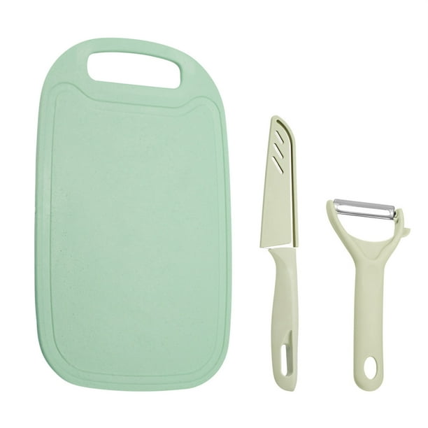 Cuchillo de Fruta ANGGREK Juego de Herramientas de Cocina 3 En 1 Tabla de Cortar de Plástico PP Con Pelador y Cuchillo