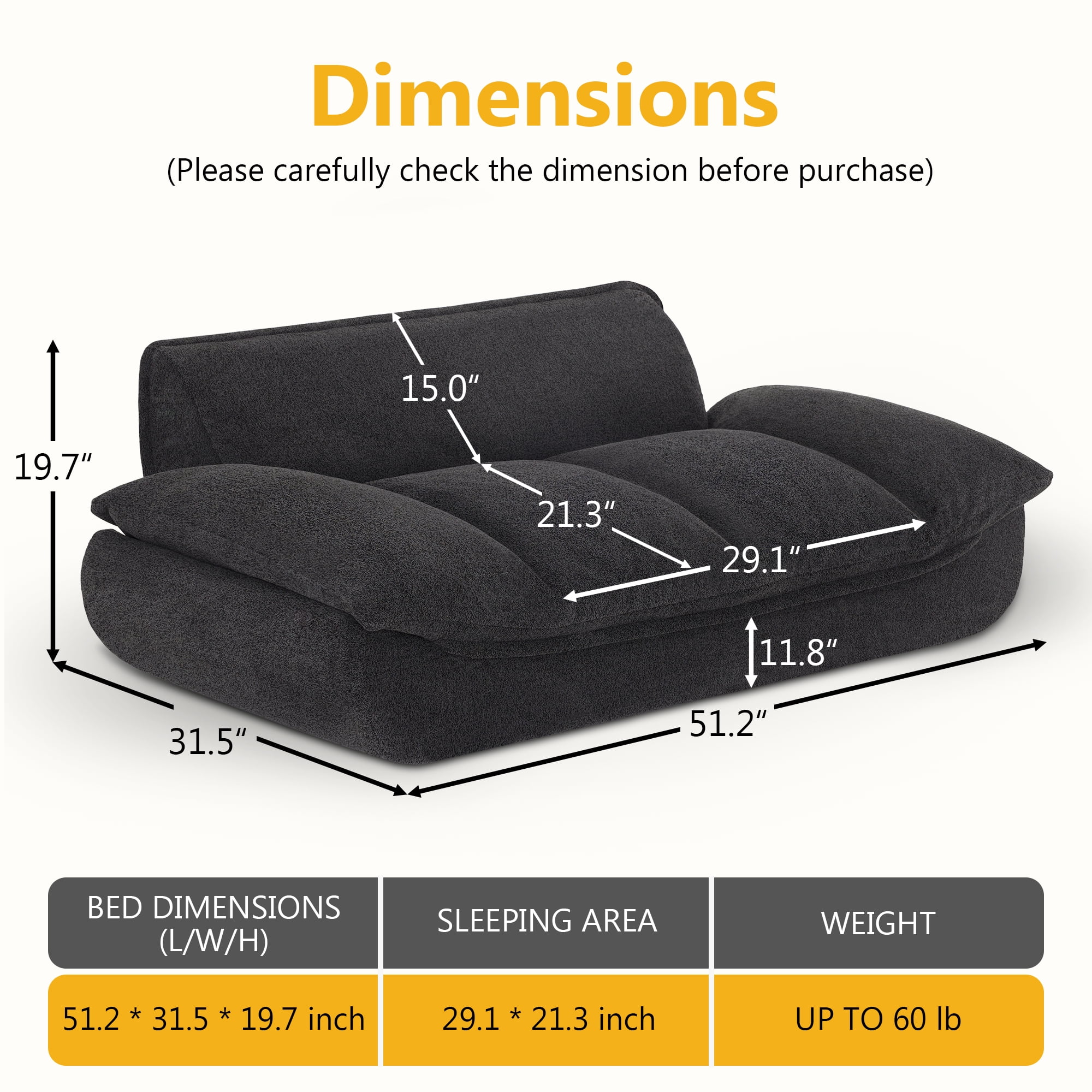 Lovupet Dog Couch for Large Breed, Fabric Dog Sofa Bed with Anti-Slip Bottom, PS215