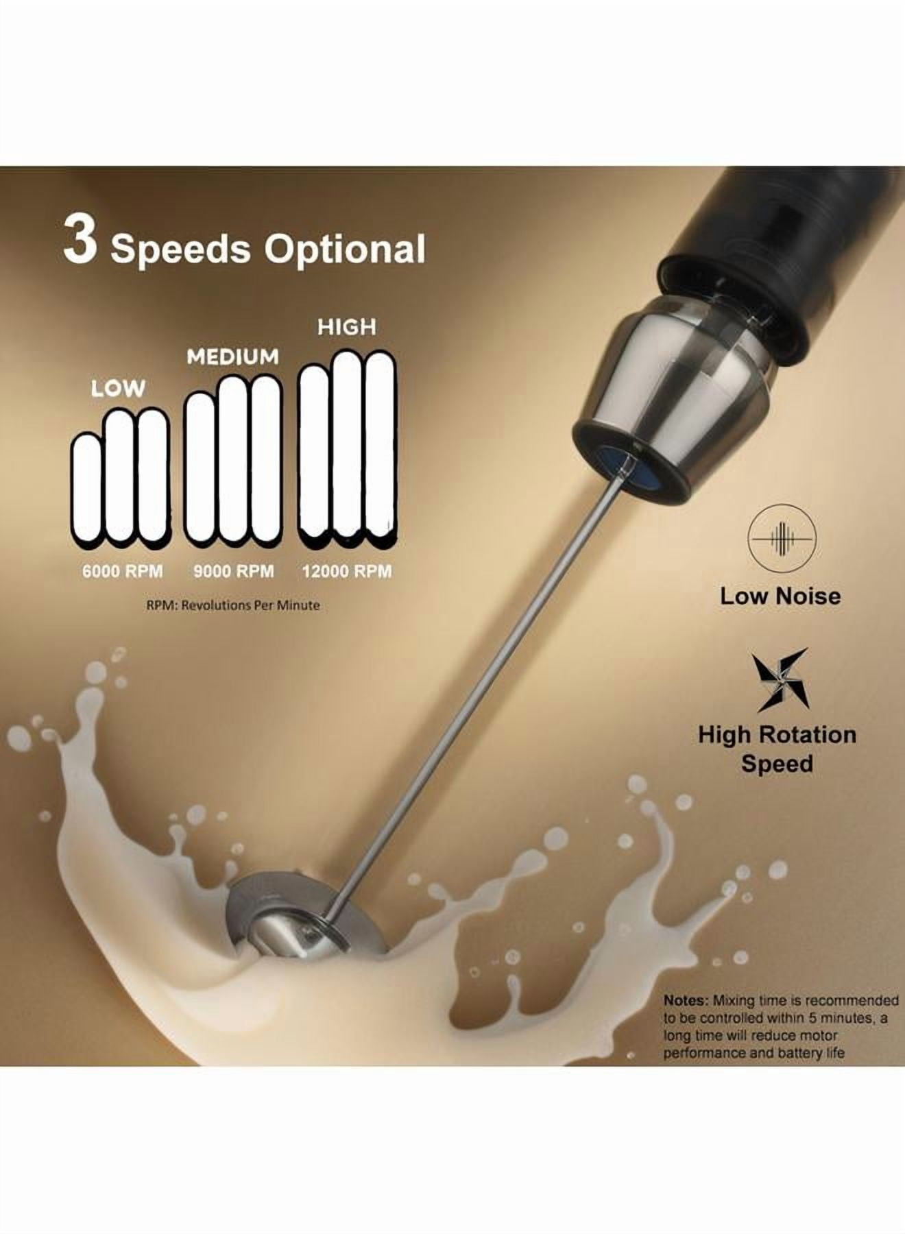 Electric Milk Frother Maker With Whisk Set Black/Silver，USB Electric Drink Mixer Handheld Matcha Whisk Set, Mini Blender Coffee Frother Wand Lattes, Powerful Hand Held Mixer Wand Frother - Black