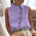thumbnail image 2 of Button Down Tank Tops for Women Cotton High Neck Sleeveless Camisole Loose Fit Fashion Trendy Cami Dressy Casual Blouse Tops Going Out Tops 2026 Summer Beach Vacation Outfits, 2 of 7