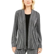 JM Collection Women's Petite Layered-Look Metallic Cardigan Black Size Petite