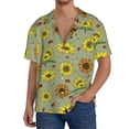 thumbnail image 3 of Fotbe Sage Green With Sunflowers print Short Sleeve Button Down Shirts for Men Casual Summer Beach Wrinkle Free Shirt-Medium, 3 of 7