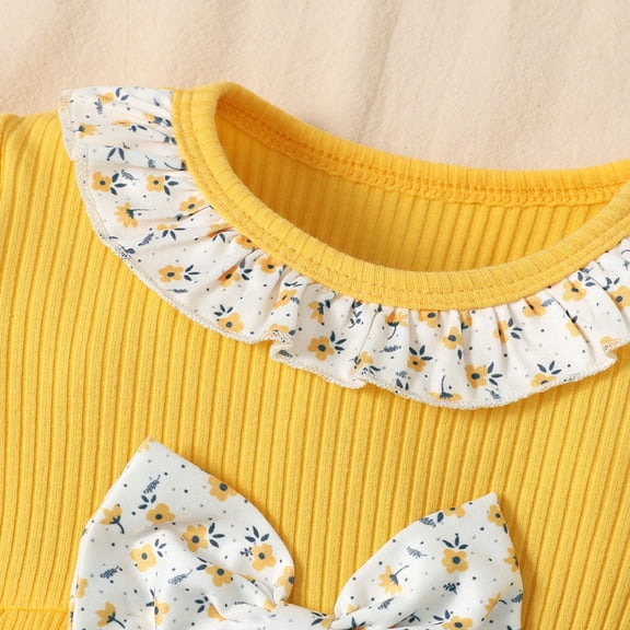 Vedolay Shirt Dress Girl's Summer Dresses Ruffle Sleeve Tiered Swing Midi Casual Sundress with Pockets,Yellow 6-9 Months