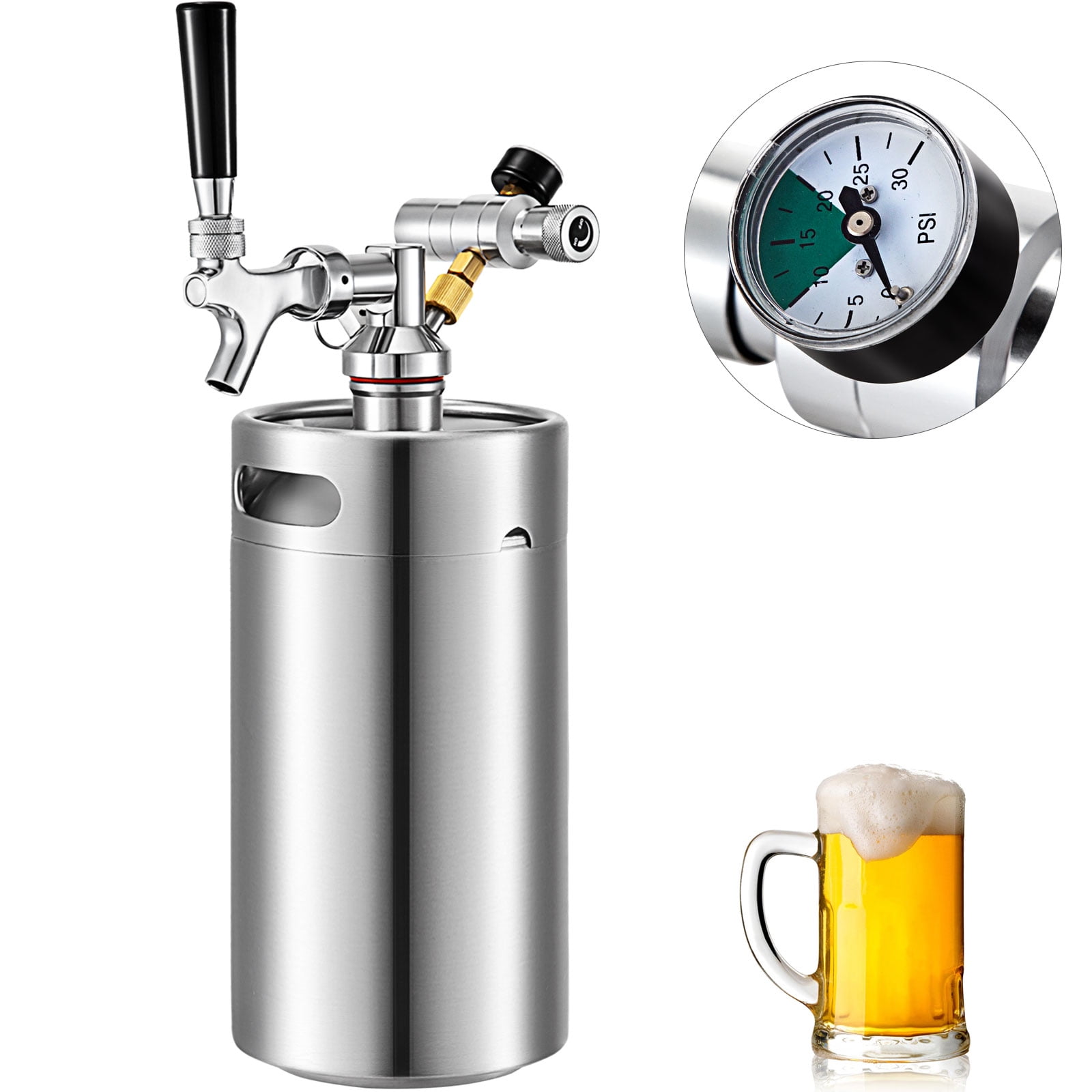 Camping and Picnic Beer Dispenser for Home 3.6L Stainless Steel Beer Barrel Mini Beer Keg