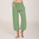 thumbnail image 2 of Pantalones de Cintura Elástica de Pierna Ancha para las Mujeres, Cordón de Lino Casual, Pantalones Recortados para las Mujeres, 2 of 7