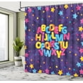 thumbnail image 4 of Ambesonne ABC Shower Curtain, Realistic Alphabet Letters Dots, 69"Wx84"L, Marigold Sky Blue and Pink, 4 of 4