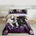 thumbnail image 2 of Feelyou Western Racing Horse Queen Comforter Set for Kids, Rustic Flower Bedding Sets, Oil Printing Artwork Reversible Bedding Comforter Set, Luxury Bedroom Decor, 3pcs, 2 of 8