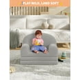 thumbnail image 3 of Kids Extra Wide Chairs for Toddler, 2-in-1 Toddler Soft Sherpa Couch Fold Out, Convertible Sofa to Lounger for Girls and Boys, Grey, 3 of 7