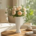 thumbnail image 6 of Rippled Roman Column Ceramic Vase, Textured Fluted Floral Arrangement Container, Modern Minimalist Decorative Vase for Bedroom Home Tabletop Centerpiece and Living Room Decoration, White, 6 of 6