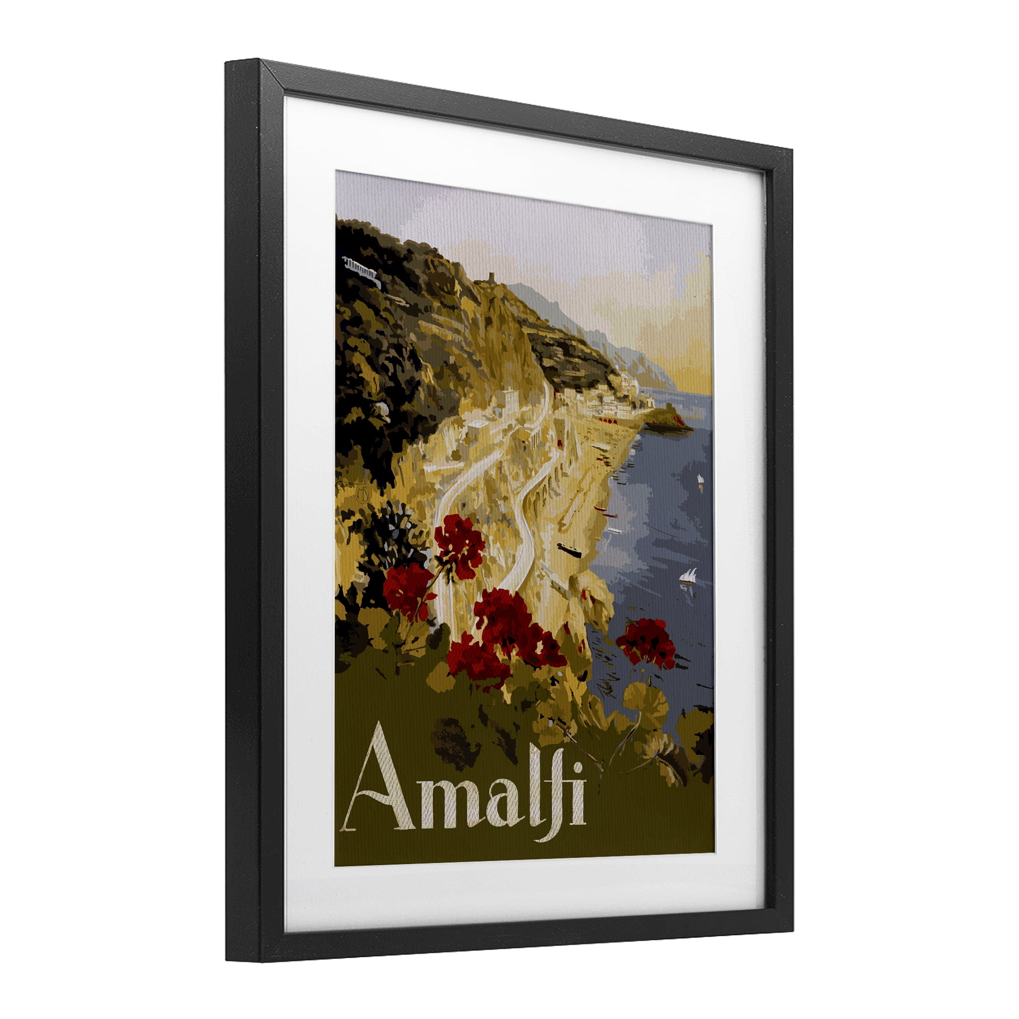 Stupell Industries Picturesque Amalfi Coast Black Framed Print Under Glass, design by Lil' Rue