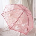 thumbnail image 2 of Slccxzc Lace Heart Transparent Folding Umbrella, Romantic Windproof Travel Umbrella for Rain Sun, 2 of 7