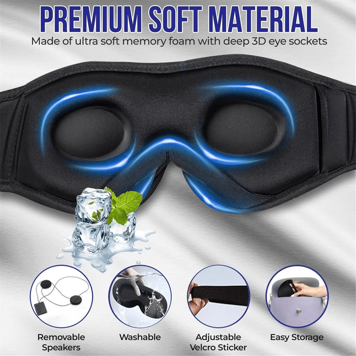 Bluetooth Wireless Sleeping Headphones 3D Eye Mask Soft Washable Music Headset Eyemask Handsfree Call Earphones