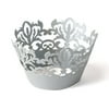 Weddingstar Classic Damask Filigree Paper Cupcake Wrappers (12) Silver Grey Shimmer