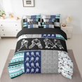 thumbnail image 2 of Manfei Hockey Ball Gamer 7 Pieces Bedding Comforter Set,Sport Theme Full Bedding Set,Patchwork Geometric Checkered Fitted Sheet Flat Sheet For Teens,Super Cozy Room Decor Reversible, 2 of 8