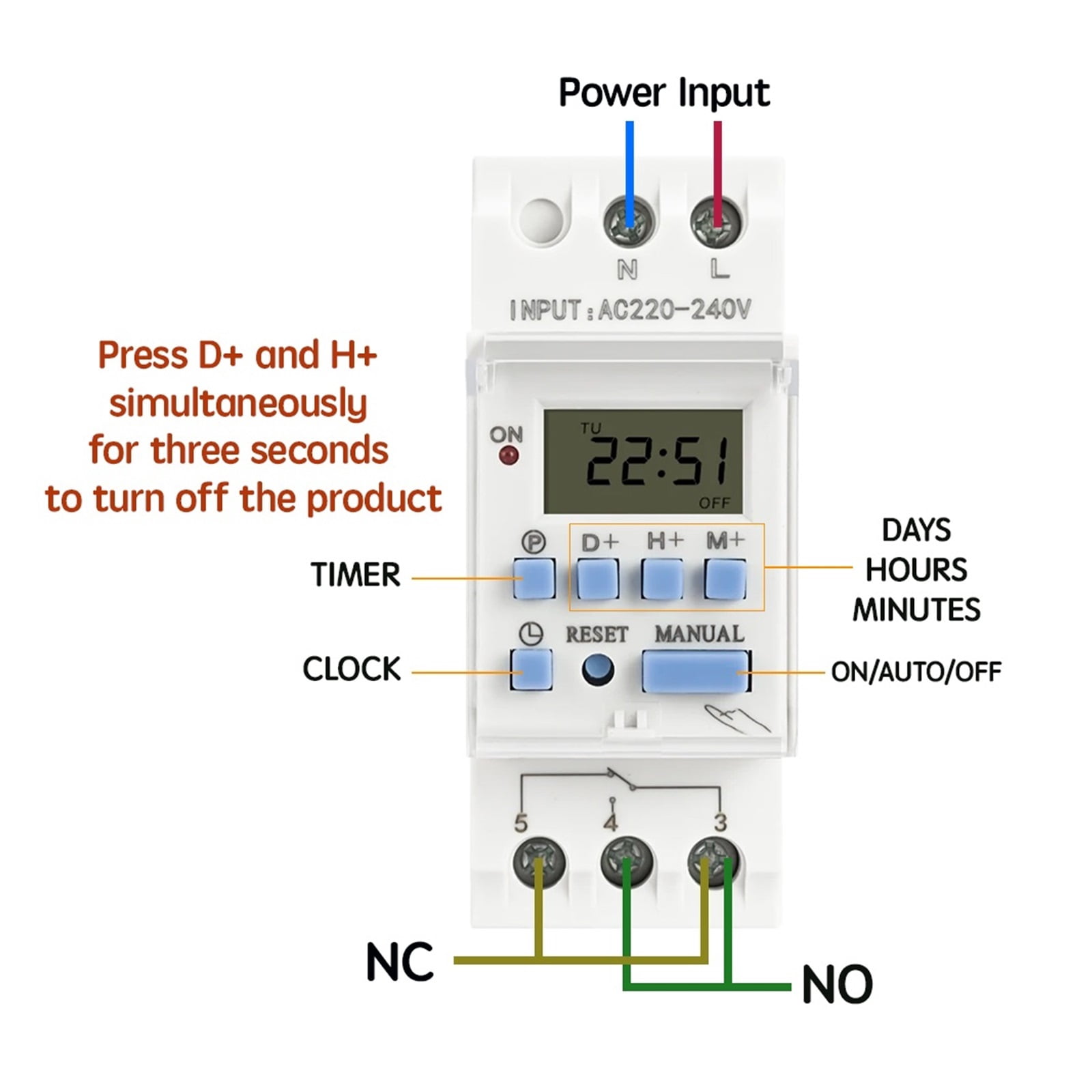 EJYWPSWD Ac Dc12v 24v 48v 110v 220v 1no1nc 1no 15a 30a Thc Din Rail Weekly 7 Days Programmable Digital Time Switch Relay Timer Controller