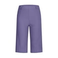 thumbnail image 3 of UAMVSH Bermuda Shorts for Women Plus Size Straight Leg Casual Business Dress Shorts with Pockets Soft High Waist Office Work Chino Shorts(Medium,Purple), 3 of 6
