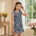 thumbnail image 4 of ZIATUBLES Vintage Floral Print Girls Summer Short Jumpsuits Flutter Sleeves One-Piece Romper Soft Comfort Kids Casual Playsuit with Pockets for 9-10 Y, 4 of 6
