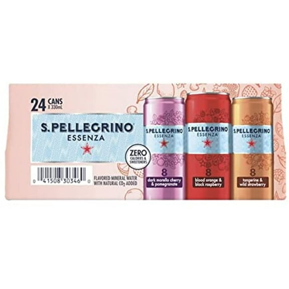 San Pellegrino Essenza Variety - Dark Morello Cherry & Pomegranate With Tangerine And Wild Strawberry And Blood Orange And Black Raspberry 24/11.15 Oz Cans. (1 - Pack)