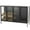 Black Glass Panel Door 10 Bottle Solid Rectangle 47" x 14" x 32", variant on DecMode 21" x 40" Black Metal 10 Bottle Standing Wine Rack with Wine Glass Holders and Wood Accents, 1-Piece