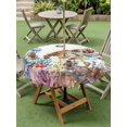 thumbnail image 4 of Outdoor Tablecloth with Umbrella Hole for Patio/Picnic/Party/Camping, Brown Turtle Coastal Waterproof Table Cloth Round Cover Washable, Summer Beach Coral Seahorse Botanical (Dia 54"), 4 of 8