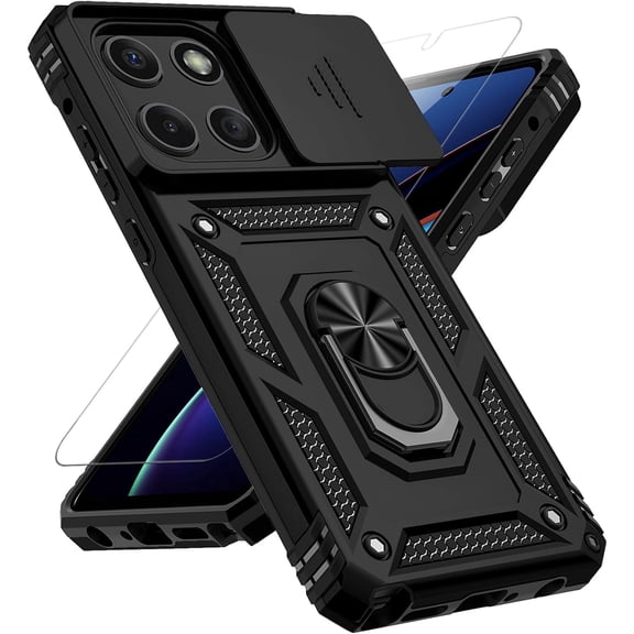 Military Grade 16FT Drop Tested Phone Case compatible with Motorola Moto G Stylus 2025, Slide Camera Cover,Magnetic Ring Holder Kickstand Protective Cover