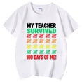 thumbnail image 4 of Toddler Girls Tops & T-Shirts 100 Days Of School Print Round Neck Short Sleeve Casual T Shirts Daily-Wear,White,10-11 Years, 4 of 6
