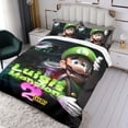 thumbnail image 3 of Mansión de Luigi Conjunto de sábanas temático, trío de piezas, cómodo y amigable con la piel, diseño único, regalo de decoración para el hogar para familiares, amigos y fans, 90 cm * 190 cm, 3 of 6
