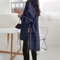 thumbnail image 4 of Ovticza Womens Button Down Shirts Casual Long Sleeve Dress Shirt Striped Print Oversized Work Blouse Top Navy 5XL, 4 of 6