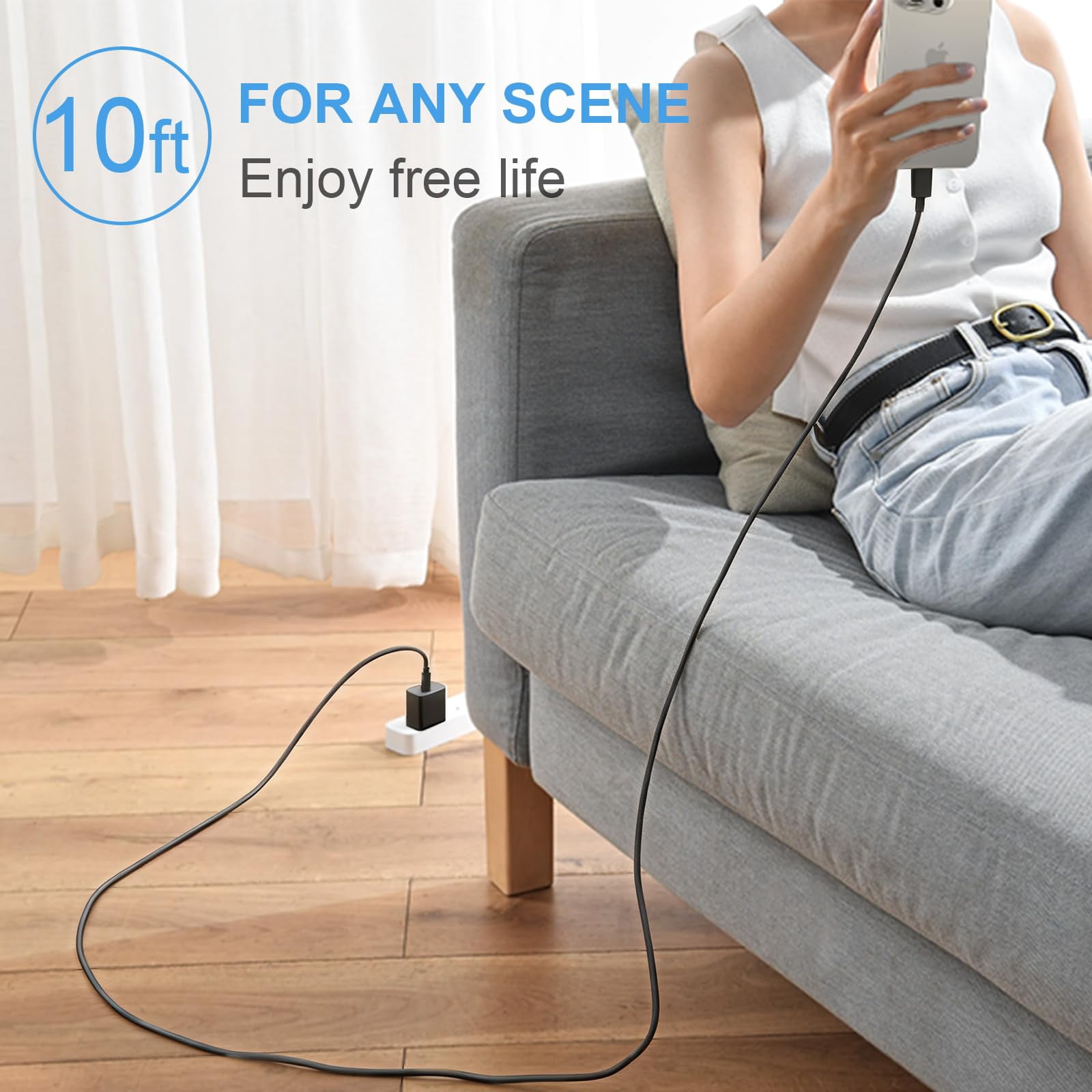 LujingZ iPhone 17 16 15 20W USB-C Fast Charger 3-Pack with 3x 10FT Cables Compatible with iPhone 17 Air, Pro Max, 16, 15 Series, iPad Pro, AirPods Black