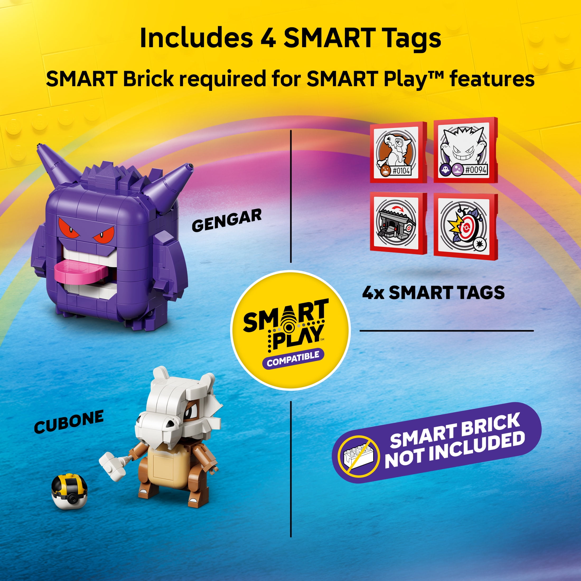 LEGO Pokémon SMART Play: Cubone and Gengar’s Spooky Showdown - Compatible Set with 4 SMART Tags and 2 Pokémon Figures - Interactive Toy - Gift for Boys and Girls, Ages 8+ - 72166
