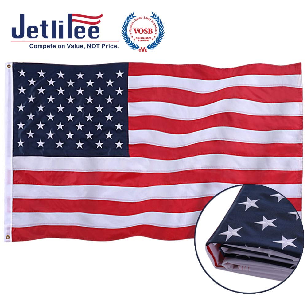 US American Flag Nylon Embroidered Stars Sewn Stripes US MADE SHIPS SAME DAY