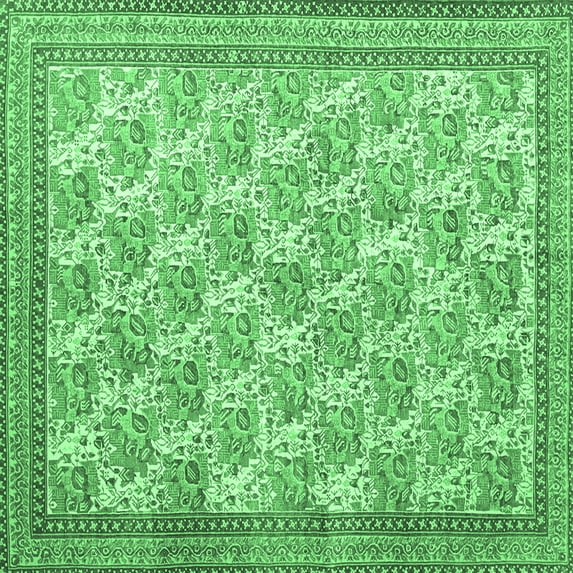 Ahgly Company Indoor Square Persian Emerald Green Traditional Area Rugs, 6' Square